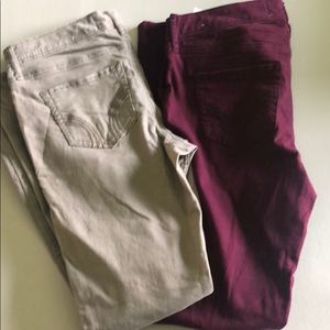 Super skinny jeans bundle ( tan and maroon color)